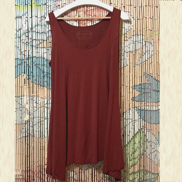 PERUVIAN CONNECTION Seabreeze Asymmetric Hem Pima & Modal Tank, Burnt Sienna, L - Picture 1 of 16